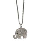 Elephant Rhinestone Pendant Necklace Silver - One Size
