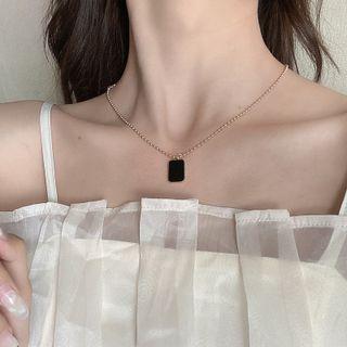 Gemstone Pendant Alloy Necklace 1 Piece - Necklace - Gold - One Size