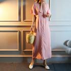 V-neck Short-sleeve Maxi Dress