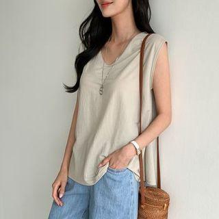 V-neck Flared Plain T-shirt