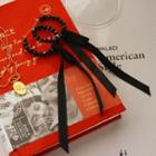 Beaded Hoop Earring 1 Pair - Black - One Size