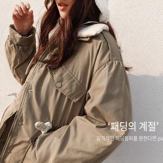 Fleece-collar Padded Safari Jacket