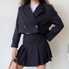 Pinstriped Cropped Blazer / A-line Skirt