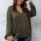 Plus Size Long-sleeve V-neck T-shirt