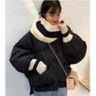 Padded Buttoned Jacket / Padded Buttoned Jacket With Circle Scarf