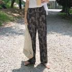 Band-waist Pleated Printed Pants