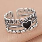 Heart Layered Sterling Silver Ring 1 Pc - S925 Silver - Silver - One Size