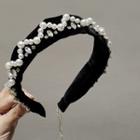 Faux Pearl Headband 1pc - Black & White - One Size
