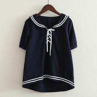 Short-sleeve Sailor Collar Shirt