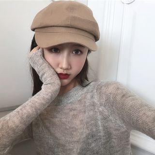 Long Sleeve Plain Sheer Knit Top