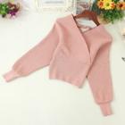 Batwing-sleeve V-neck Knit Top