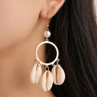 Faux Pearl & Shell Fringed Earring 1 Pair - 01 - 4534 - Kc Gold - One Size