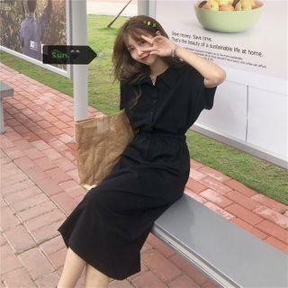 Set: Short-sleeve Polo Shirt + Midi Skirt