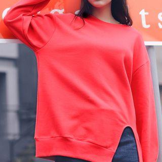 Slit Plain Sweatshirt