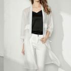 Elbow-sleeve Open-front Thin Jacket