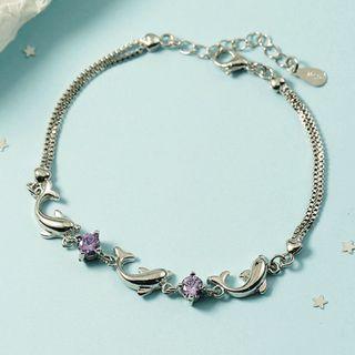 Rhinestone & Dolphin Bracelet As Shown In Figure - One Size