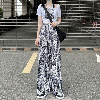 Snakeskin Print Wide Leg Pants