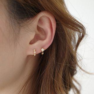 Rhinestone Hoop Earring 1 Pair - Eh1331 - Gold - One Size
