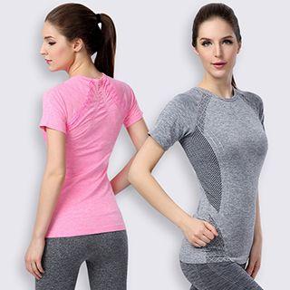 Printed Panel Short Sleeve Sports Top