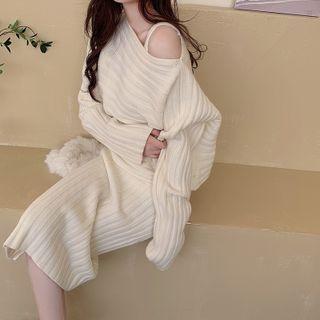 Details Crop Knit Top / Slim-fit Midi Tank Dress