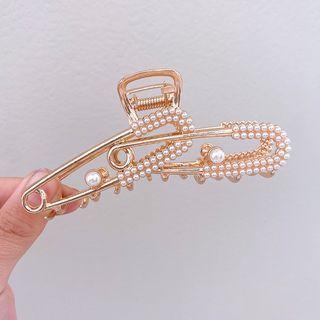 Safety Pin Faux Pearl Alloy Hair Clamp Hair Clamp - Light Gold - One Size