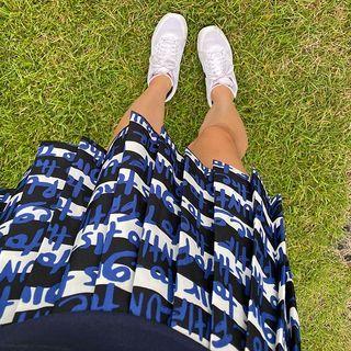 Letter Strip Pleat Miniskirt