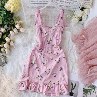 Sleeveless Floral Mini Sheath Dress Pink - One Size