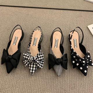 Ribbon Chunky-heel Slingback Mules