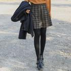 Plaid Wool Blend A-line Pleat Miniskirt