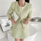 Collarless Multi-pocket Jacket One Size