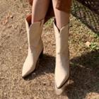 Block-heel Faux-suede Mid-calf Boots