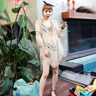 Crochet Knit Panel Beach Cover-up