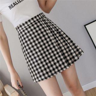 Checker A-line Mini Skirt