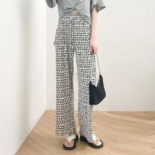 High-waist Printed Straight-cut Pants As Shown In Figure - One Size