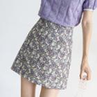 High Waist Floral A-line Skirt