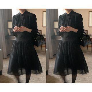 [dearest] Keyhole-front Chiffon Long Dress One Size