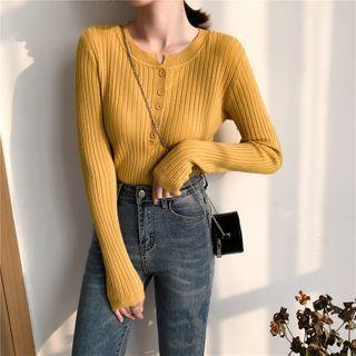 Long-sleeve Knit Henley Top