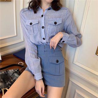Long-sleeve Shirt / High Waist Shorts