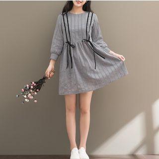 3/4-sleeve Bow A-line Dress
