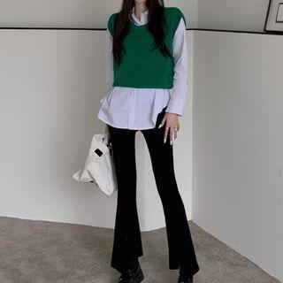 Sweater Vest / Shirt / Boot-cut Pants