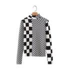 Checkered Mock-neck Sweater