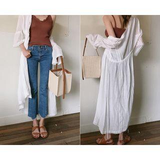 Drawstring-waist Robe Cardigan