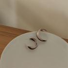 Polished Open Hoop Earring 1 Pair - Silver Stud - Light Brown - One Size