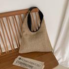 Piped Straw Hobo Bag