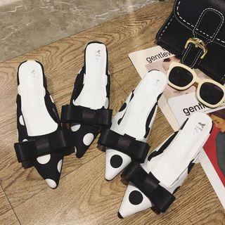 Bow Pointed Kitten Heel Mules