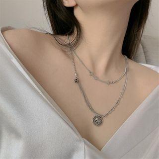 Star Pendant Double-layered Necklace As Shown In Figure - One Size