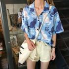 Print Short-sleeve Loose-fit Shirt As Shown In Figure - One Size