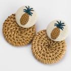 Woven Straw Pineapple Earring As Shown In Figure - One Size