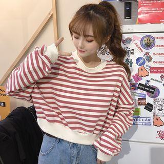 Cropped Striped Sweatshirt