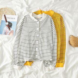 Striped Loose-fit Baseball Jacket